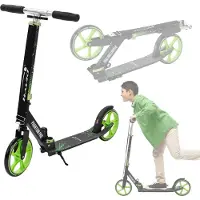 HAUKI Cityroller Scooter Grün Tretroller klappbar & höhenverstellbar, XXL-Räder Tritt-Bremse Kick Roller Kickscooter für Kinder & Erwachsene bis 100kg