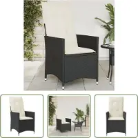 The Living Store Gartensessel Verstellbar mit Kissen Schwarz Poly Rattan
