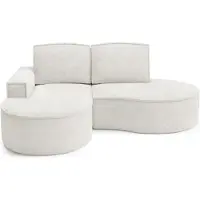 Bettso FLOW Ecksofa mit abgerundeten Seiten mit Kissen weiß in Abriamo Stoff Links