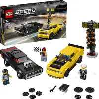 LEGO 75893 Speed Champions 2018 Dodge Challenger SRT Demon und 1970 Dodge Charger R/T Bauset, Rallyeauto, Spielfahrzeuge für Kinder