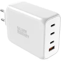 Silver Monkey GaN 200W 3xUSB-C PD USB-A QC 3.0 Leistungsstarkes Ladegerät weiß