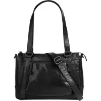 Spikes & Sparrow Henkeltasche "Damen echt Leder", Damen, Gr. B/H/T: 33cm x 23cm x 6cm onesize, schwarz, Leder, leicht glänzend, unifarben, Taschen Henkeltasche, echt Leder