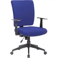 Dmora Bürostuhl Dlom, Chefsessel mit Armlehnen, Ergonomischer Bürositz, 61x65h98/108 cm, Blau