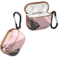 Kwmobile Hülle kompatibel mit Apple Airpods 3 - Schutzhülle Etui - Kopfhörer Case IMD Cover in Altrosa Pflaume Gold Marmor Mix
