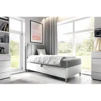 Fun-Möbel Boxspringbett Gästebett Kinderbett HELVI Nr.1 100x200cm Weiss-Grau