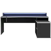 Forte Gamingtisch "Tezaur", schwarz, B:200cm H:91,1cm T:125,4cm, Tische, Gamingtisch, mit RGB-Beleuchtung, Breite 200 cm, Eckschreibtisch