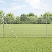 Syfax Geschweißter Drahtzaun, bodenverankert 10 x 1 m Silber Netz