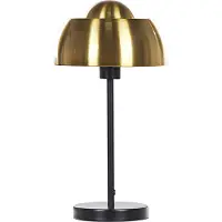 Beliani Tischlampe Gold / Schwarz aus Metall 44 cm runder Schirm Kabel mit Schalter Industrie Look Modernes Design