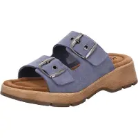 Rohde Damen Leder Pantoletten Clogs Schnalle Licata 6262, Größe:41 EU, Farbe:Blau