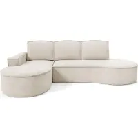 Bettso Großes Ecksofa FLOW mit Schlaffunktion und Kissen hellbeige in Stoff Curio Links