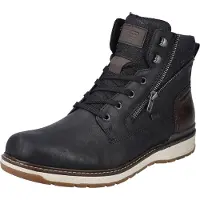 Rieker Winterboots , Herren, Gr. 46, Schurwolle, schwarz (schwarz, dunkelbraun), Lederimitat, Textil, Schuhe Winterboots, mit wasserabweisender riekerTEX-Membran, Topseller