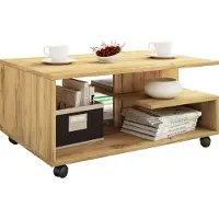 VCM Holz Couchtisch schlicht | Sofatisch Rollen | Maße ca. H. 41 x B. 80 x T. 50 cm | rollbar Kaffeetisch - Stango L