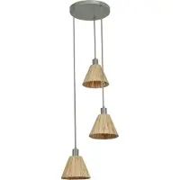 Osram Pendelleuchte 3-flammig Decor Raffia Plate grün aus Bast & Metall, E27, 430 mm Durchmesser, langlebig durch austauschbare Lichtquelle, einfache Montage