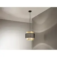 Meine Wunschleuchte LED Hängelampe einflammig, Gold mit Stoffblende Schwarz, Ø 35cm - Esstischlampe