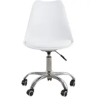 Vdd Höhenverstellbarer Bürostuhl Weiß mit Rollen und bequemem Sitzkissen, 100 kg, 48x42x87-97 cm