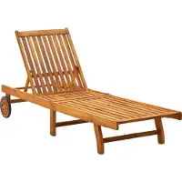 Syfax Sonnenliege aus Akazie Massivholz, verstellbare Rückenlehne, mit 2 Rädern, Ölfinish, 199x59/63x30/62/76/85 cm