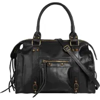 Forty Shopper , Damen, Gr. B/H/T: 38cm x 25cm x 14cm onesize, schwarz, Leder, leicht glänzend, unifarben, Taschen Shopper, echt Leder, Made in Italy, Topseller