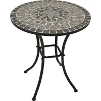 Degamo Bistrotisch Gartentisch Mosaiktisch SIENA 60cm rund, Eisen schwarz und MosaikNachbildung grau