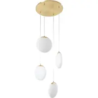LUCANDE Hängeleuchte Lunelle, messing, Glas, 4-flg., Ø 40 cm