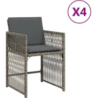 Syfax Gartenstühle mit Kissen 4 Stk. Grau Poly Rattan
