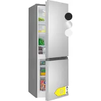 Bomann Kühlschrank mit Gefrierfach | Energieklasse D | 143 cm | Kühl Gefrierkombination leise 39 dB | 3 Ablagen &amp; 3 Schubladen | Türanschlag wechselbar | 175 L Kühlgefrierkombi | KG 322,1 Inox