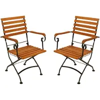 Degamo Gartensessel HOFGARTEN klappbar, Flachstahl schwarz Holz Eukalyptus, 2 St