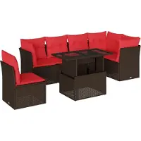 Syfax 7-teiliges Gartensofa-Set mit Kissen, braun, Polyrattan