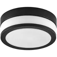 LINDBY Deckenlampe Flavi, Ø 23 cm, schwarz, Glas, IP44, E27