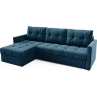 Bettso Bequemes Steppsofa OLIVIA Universal Ecksofa blau für das Wohnzimmer automatische DL