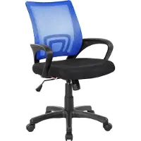 Dmora Bürostuhl Lismore, Mesh-Arbeitsstuhl mit Armlehnen, Ergonomischer Bürositz, 59x54h90/100 cm, Schwarz und Blau