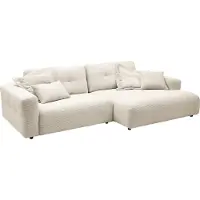 KAWOLA Sofa MIKA Ecksofa XL Cord cremeweiß Longchair rechts
