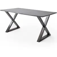 Lomadox Esszimmer Tisch 160x90 cm, Akazie massiv, grau sandgestrahlt - COSENZA-06