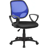 Dmora Bürostuhl Geraldton, Mesh-Arbeitsstuhl mit Armlehnen, Ergonomischer Bürositz, 56x57h88/100 cm, Schwarz und Blau