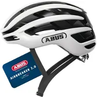 ABUS Rennradhelm AirBreaker 2.0 - leichter Fahrradhelm mit Fokus auf Belüftung, Aerodynamik, icherheit und Komfort für professionellen Radsport - für Frauen und Männer - weiß, Größe L (57-61 cm)