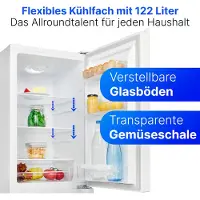 Bomann Kühlschrank mit Gefrierfach | | 143cm | Kühl Gefrierkombination leise | Türanschlag wechselbar | 175L | KG 320.2 weiß