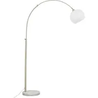 LINDBY Bogenleuchte Alverton, weiß/nickel, Glas, 197 cm