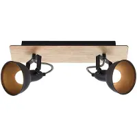 LINDBY Deckenlampe Aylis, 2-flg., 40 cm, schwarz, Holz, E14