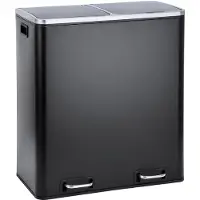 SVITA TM2X30 Schwarz Treteimer 60 Liter Abfalleimer Mülleimer Design Mülltrennung Papierkorb Küchen-Ordnung Trennsystem