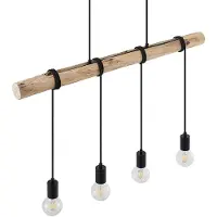 LINDBY Hängeleuchte Ferris, 4-flammig, 90cm, Holz, E27