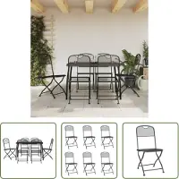 The Living Store 7-tlg. Garten-Essgruppe Anthrazit Streckgitter