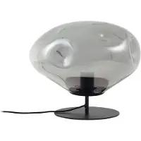 LINDBY Tischleuchte Lelia, rauchgrau, Glas, Metall, Ø 35 cm