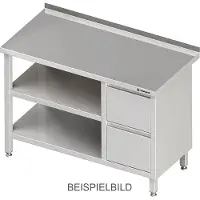 Stalgast Arbeitstisch mit Grund- und Zwischenboden, 1800x700x850 mm, mit 2er Schubladenblock links, ohne Aufkantung, verschweißt