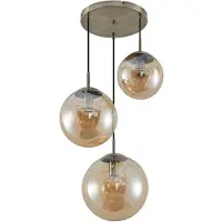 LINDBY Hängeleuchte Teeja, amber, 3-flg., Ø52cm, Glas, E27