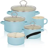 Kruger Topf-Set KRÜGER "Sylt", blau (pastellblau), Töpfe, Topf-Set, Induktion
