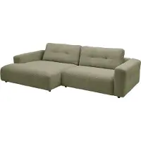 KAWOLA Sofa MIKA Ecksofa Cord olivgrün Longchair links