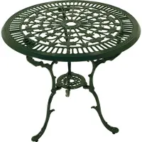 Degamo Gartentisch Bistrotisch Esstisch Jugendstil 70cm Durchmesser rund, Nostalgie-Optik, dunkelgrün, wetterfest