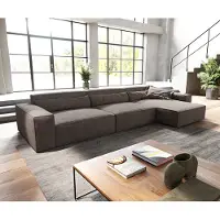 DELIFE Ecksofa Sirpio XL 370x170 cm Mikrofaser Khakibraun Recamiere variabel