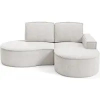 Bettso FLOW Ecksofa mit abgerundeten Seiten mit Kissen weiß in Curio Stoff Rechts