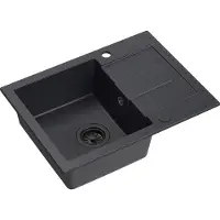 Quadron Spülbecken 1-Becken Spüle | Größe: 60 x 45 x 18,5 cm | CHRISTIAN 116 | Küchenspüle Granitspüle aus GraniteQ mit Siphon | Schwarz