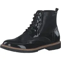 s.Oliver Damen Stiefelette Lack Brogue Schnürboot Lochmuster 5-25255-43, Größe:38 EU, Farbe:Schwarz